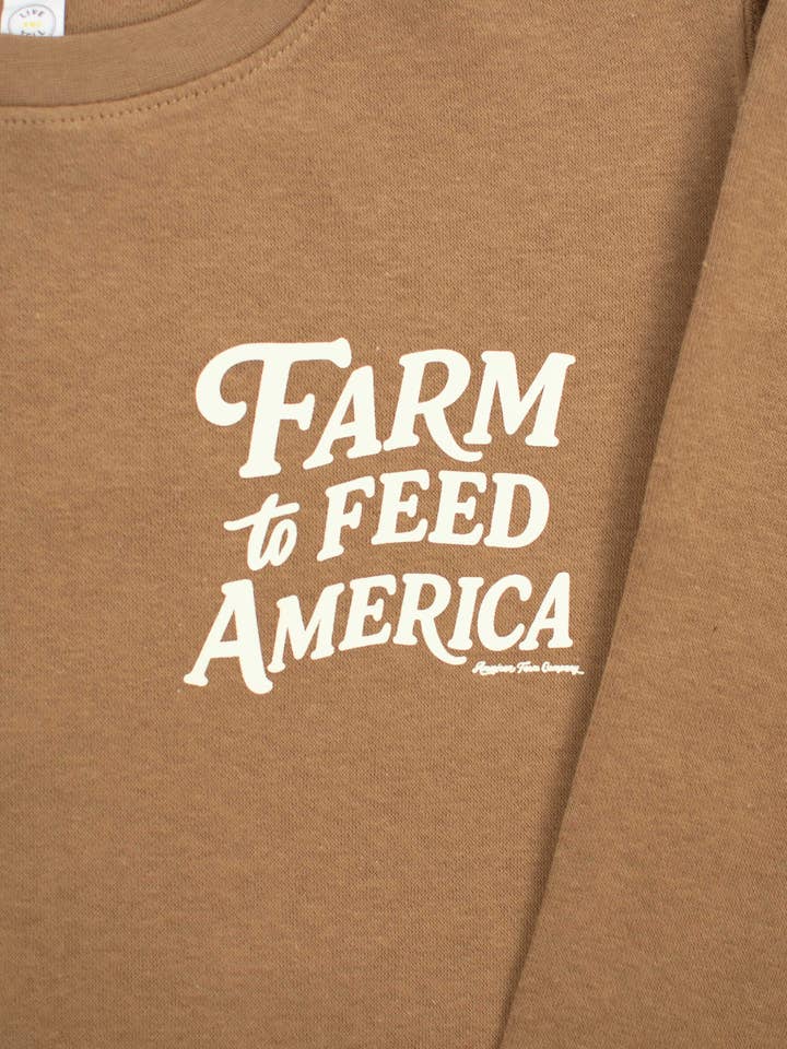 American Farm Company - Wholesale Sweatshirt - Kids - Western 'Farm to Feed America’ Brown Youth Crewneck4