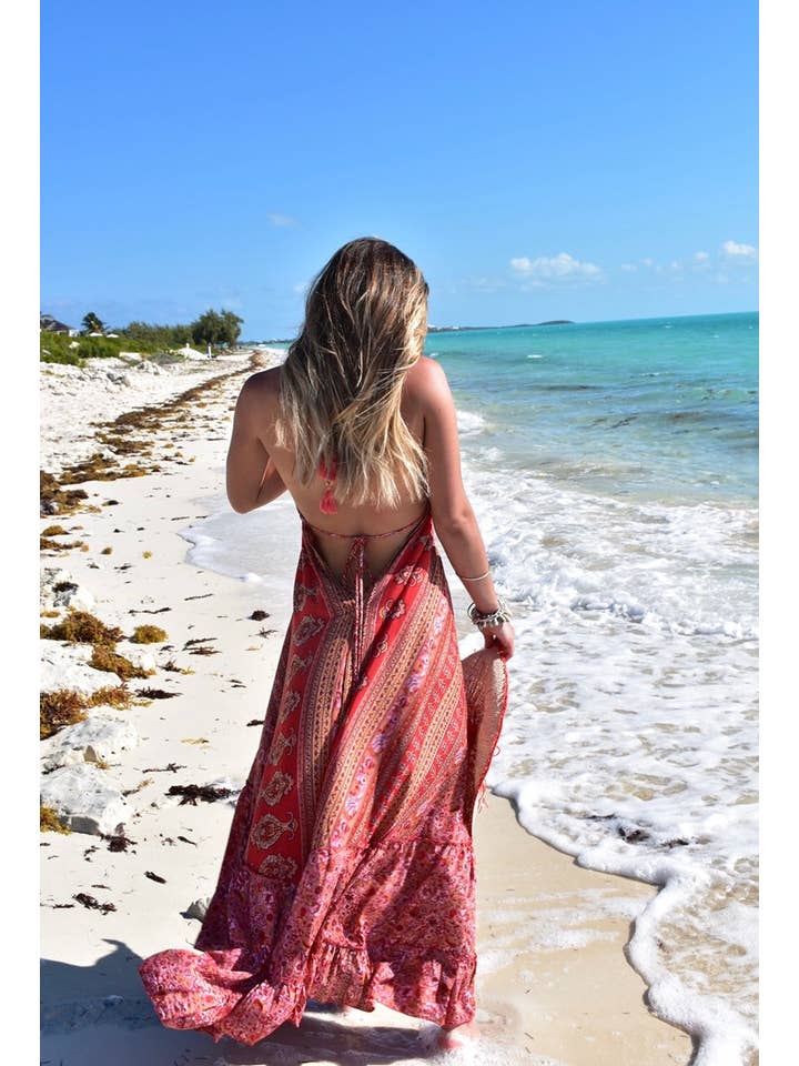 Bella Rea Swim - Wholesale Dress - Women's - Silk Bohemian Halter Dress2