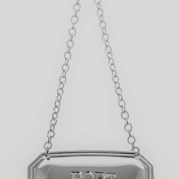 Corbell Silver - Wholesale Decanter - Decanter Label Cut Corner Silver Plate Port. SKU #: C1260PORT.