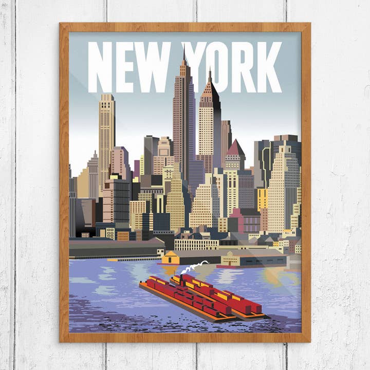 Impressão do horizonte de Nova York de 11 “x 14" do Brooklyn por atacado de Fridgedoor