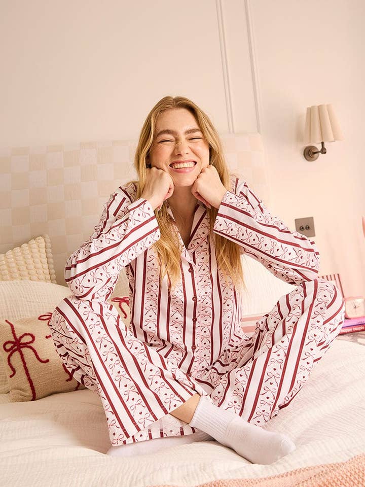 Stripe Bow Pyjama Set for wholesale by Skinnydip London