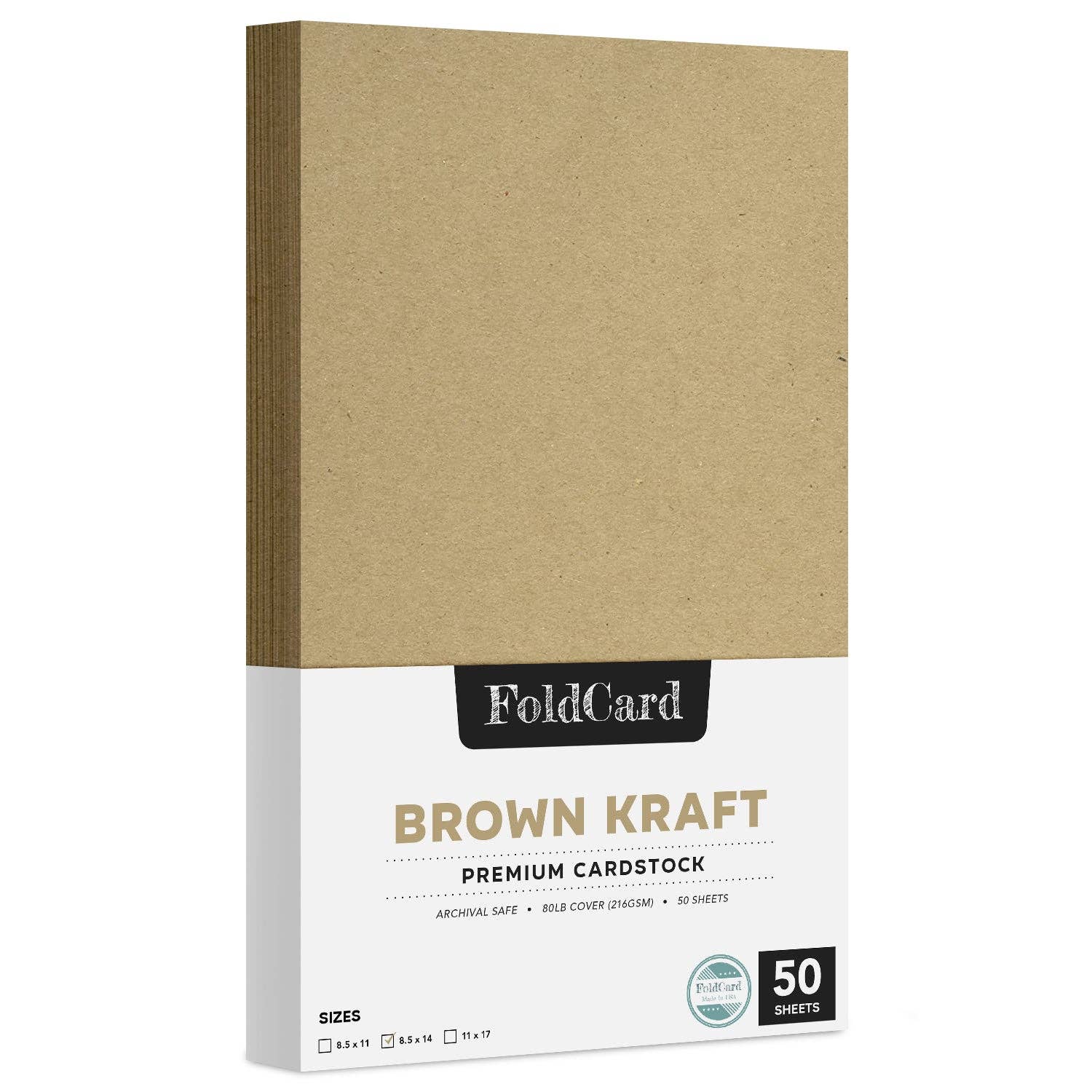 Fine Cardstock - Wholesale Craft Supplies - Brown Kraft Cardstock Paper, 80lb (216gsm) Cover 50 sheets Par pack9
