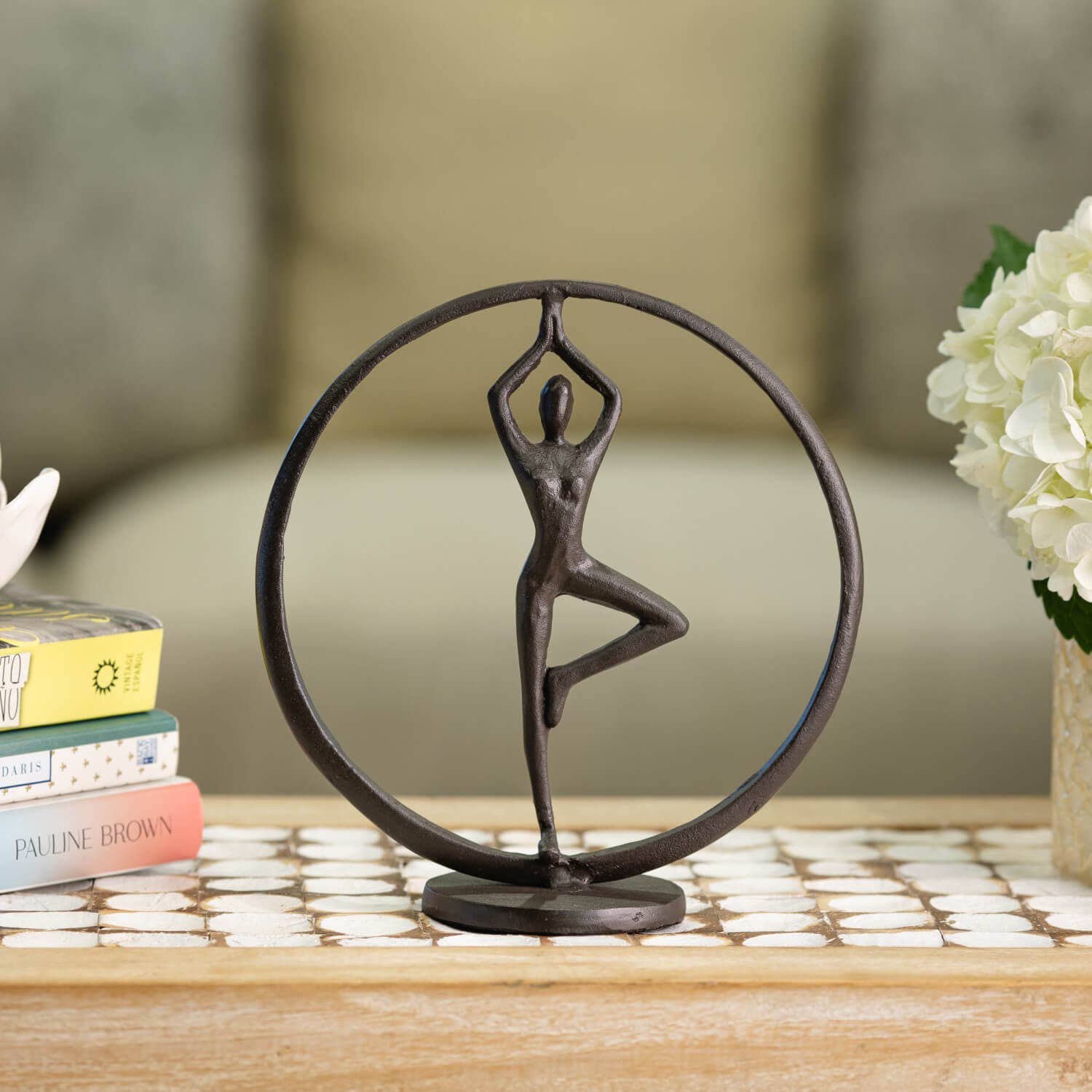 Danya B - Wholesale Sculpture - Yoga Tree Circle Cast Iron Sculpture