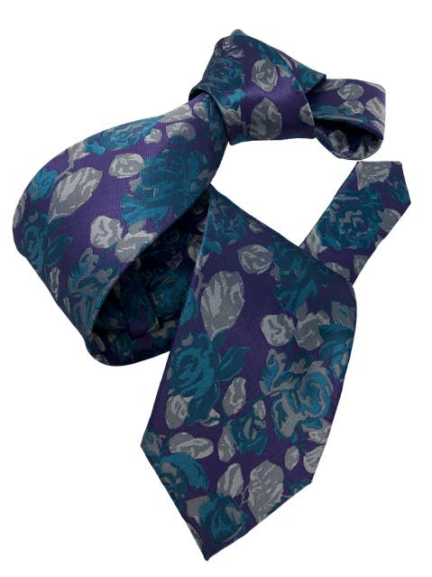 DMITRY Herren-Krawatte aus italienischer Seide mit Blumenmuster, lila für den Großhandel von DMITRY Ties