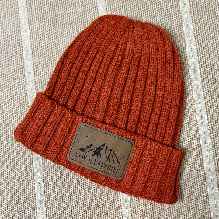 Custom Area Patch Knit Beanie With Leatherette PatchD for wholesale by My Country Story