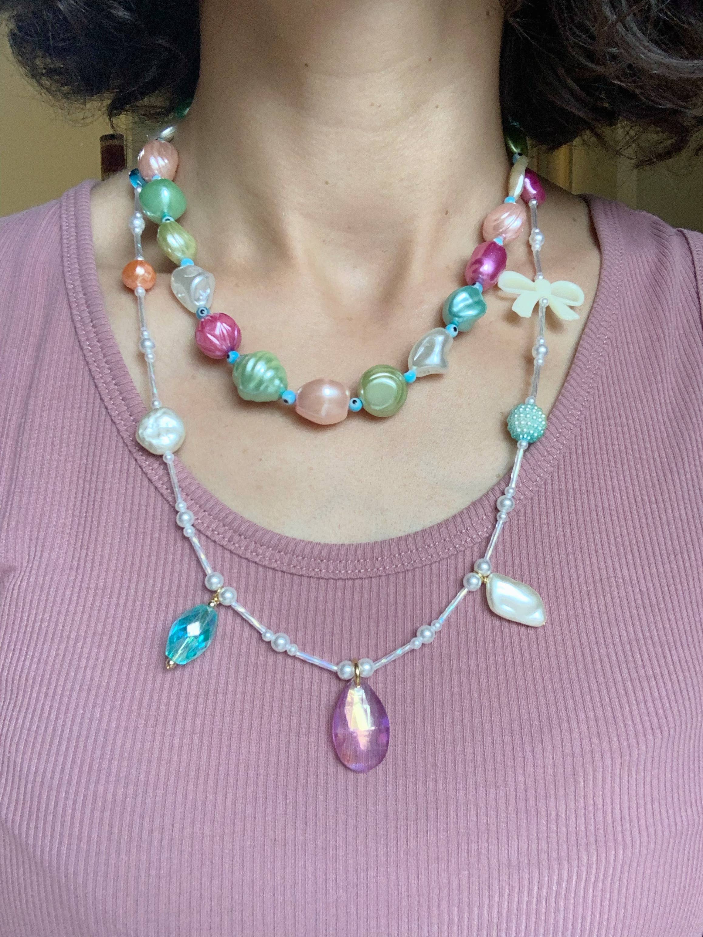 Sofia Ramsay - Wholesale Pendant/Charm Necklace - Coquette Talisman Pearl Shell Heart Charm Long Necklace1