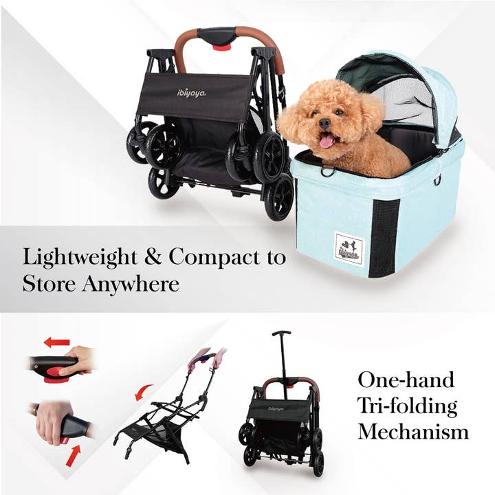 Ibiyaya - Wholesale Pet Carrier - Cat/Dog - Travois Tri-fold Pet Travel System Medium Dog-Cat Stroller4