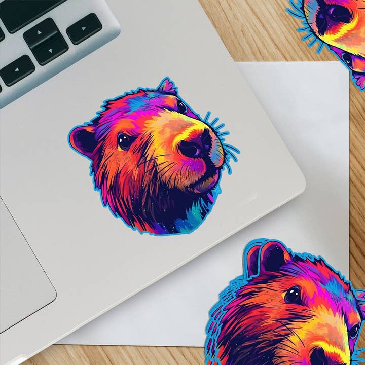 Color Splash Capybara Sticker for wholesale by Ozark Sticker Company
