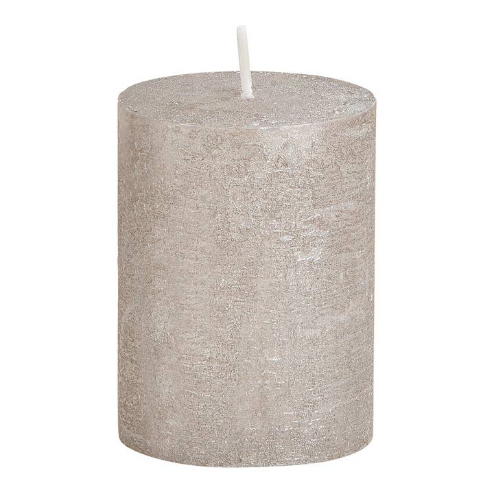 Wurm - Wholesale Pillar Candle - Candle Shimmer Finish made of Wax Grey (W/H/D) 6.8x9x6.8cm