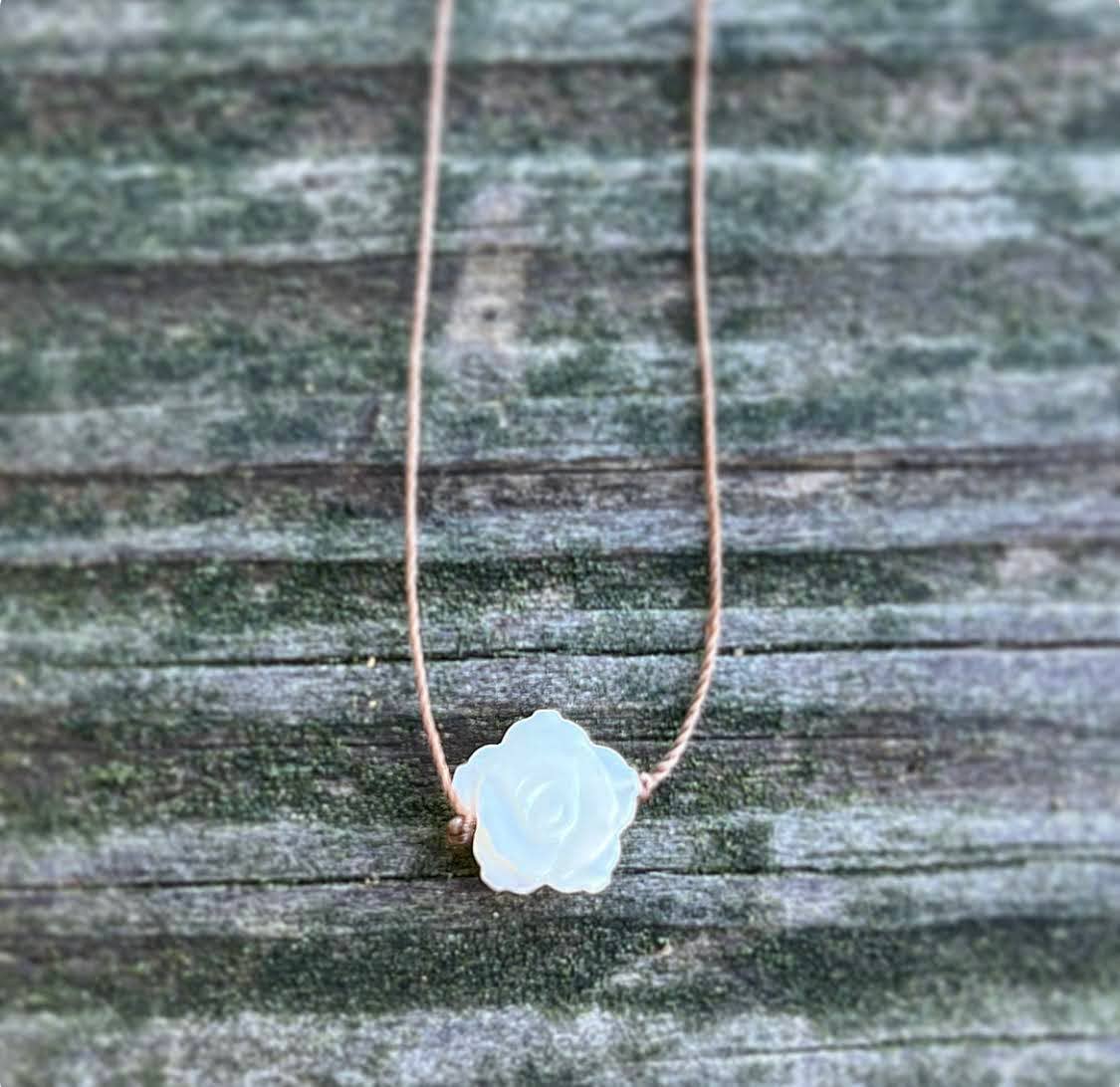 Merelani Designs - Wholesale Pendant/Charm Necklace - Mother of Pearl White Carved Flower Cord Necklace  3