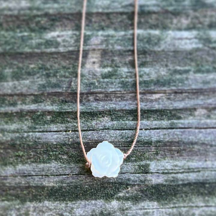 Merelani Designs - Wholesale Pendant/Charm Necklace - Mother of Pearl White Carved Flower Cord Necklace 3