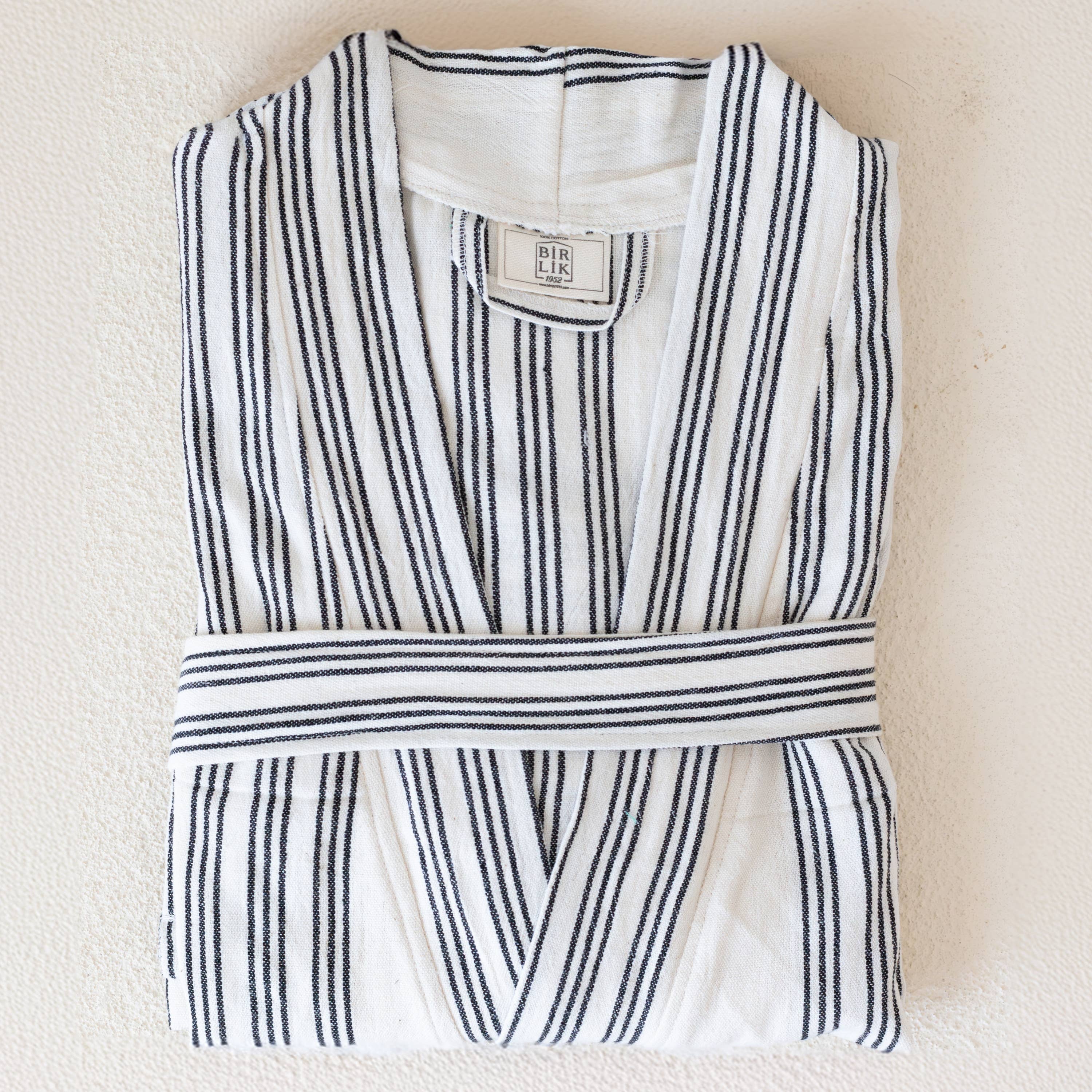 Vivamaison - Vendita all'ingrosso Vestaglia - Unisex - Kimono a Righe in Cotone Premium, Comfort Leggero5