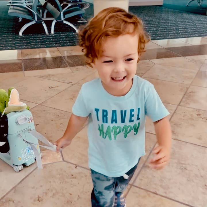 TRAVEL HAPPY - Kids Short Sleeve T-Shirt for wholesale by Little Mate Adventures