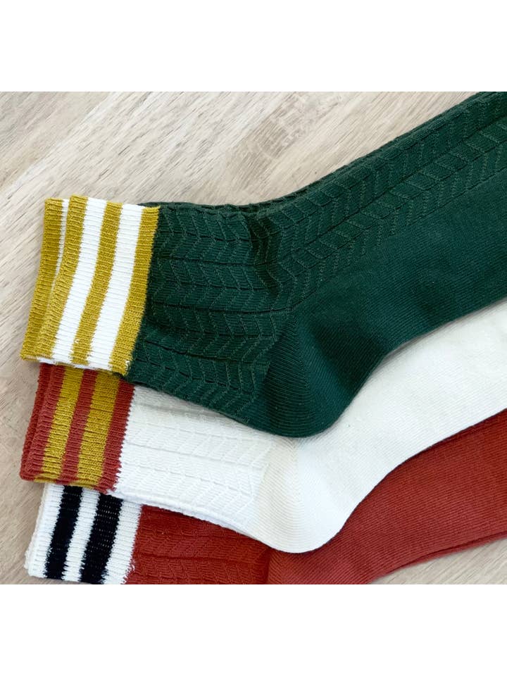 Solesmith - Venta al por mayor Calcetines - Mujer - Set de tres calcetines estilo varisty con puños a rayas de Solesmith3