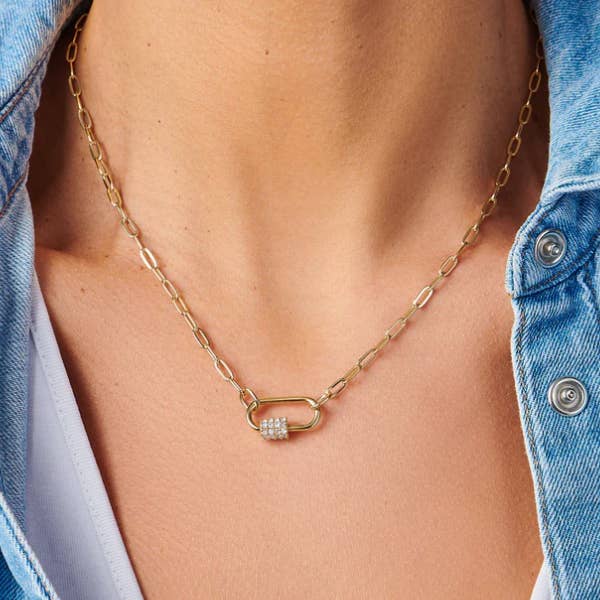 HoopLa - Wholesale Pendant/charm necklace - Carabiner Small paperclip Charm Steel Necklace3