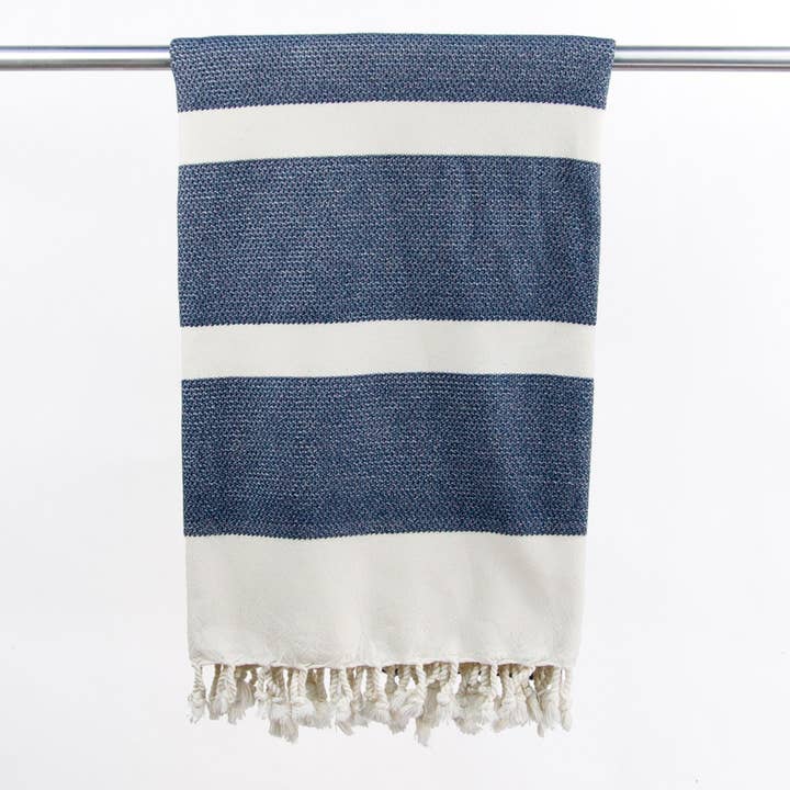 Hamamhåndklæde i økologisk bomuld Dalya stålblå for engroshandel hos Yolunda