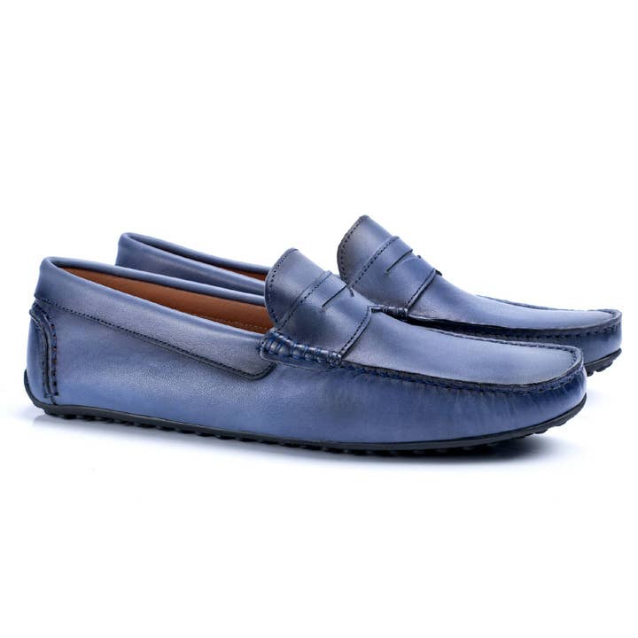PATRINO-MARINO blue leather loafer for wholesale by Men's Heritage