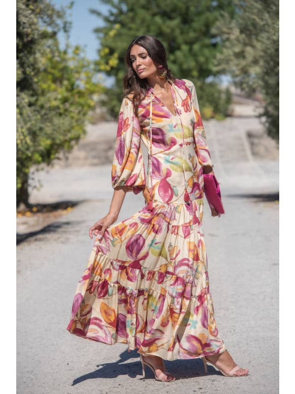 REF CREAM BOHO SUNSET & MOON DRESS for wholesale on Faire