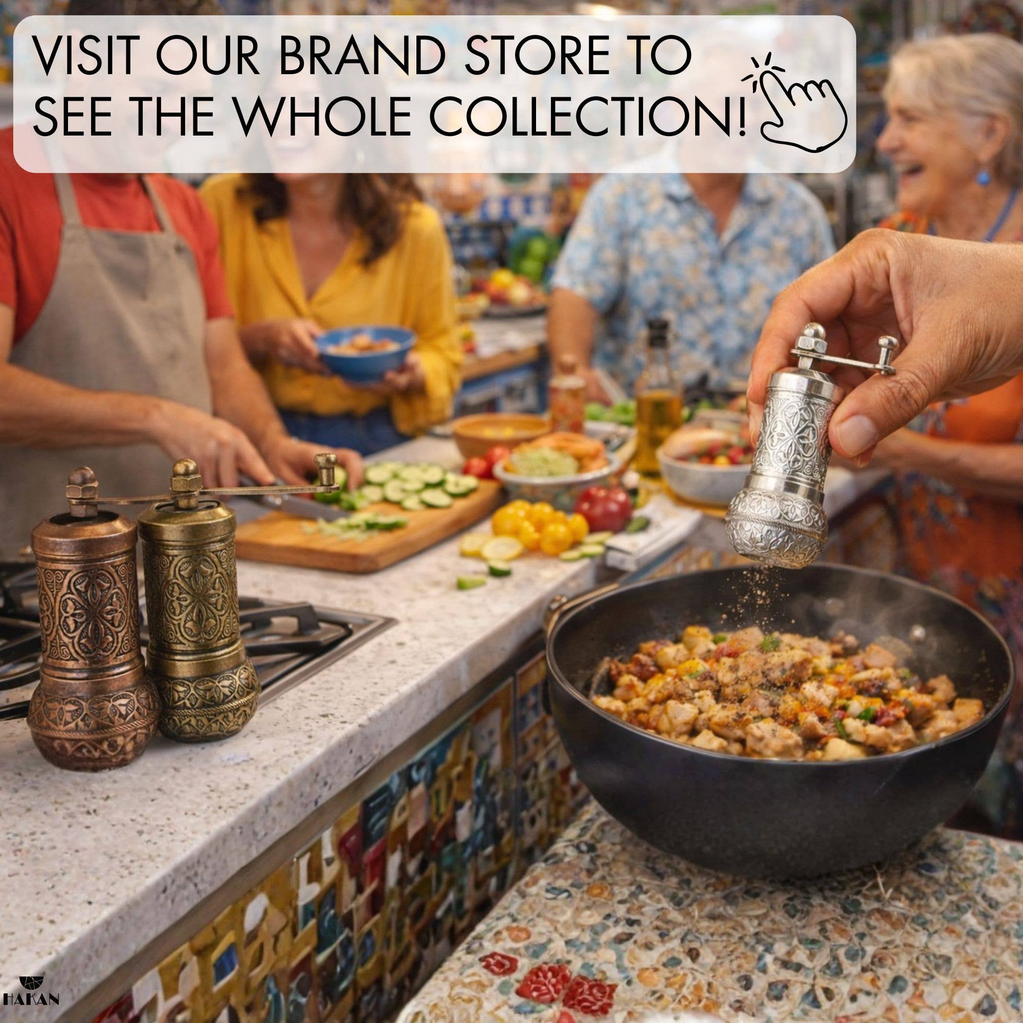 Hakan - Wholesale Pepper Mill - Copper Black Pepper Grinder, Refillable Spice Mill, 4.3 in16