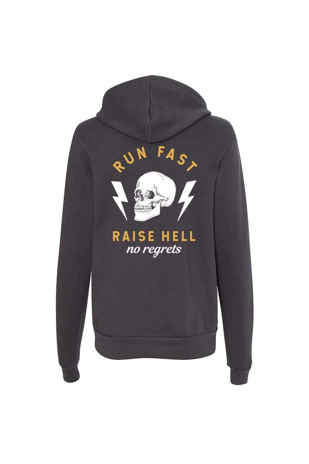 Dark Grey Run Fast. Raise Hell. Hoodie for wholesale on Faire3