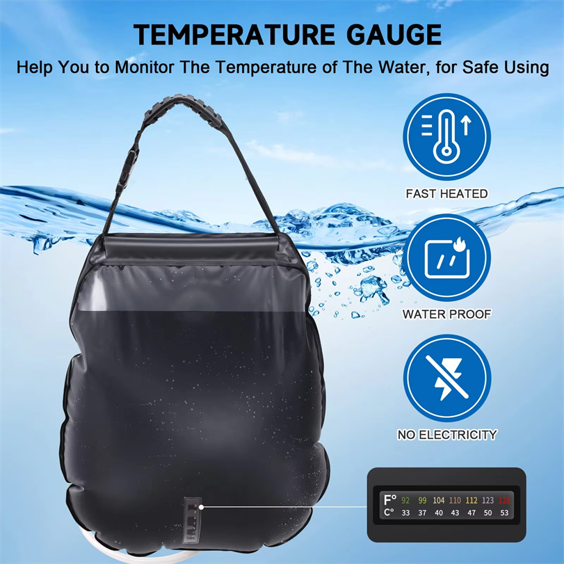 VIGOR - Wholesale Beach Accessories - Solar Portable Shower Bag, 5 Gal/20L Solar Heating Camping6