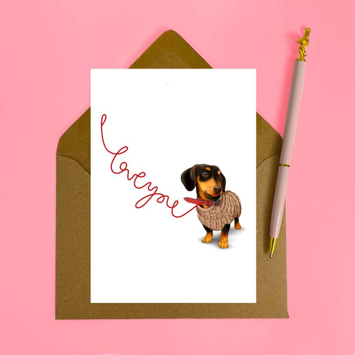 Love Te Salsicha Cão Cartão Namorados por atacado de Hot Dog Greetings