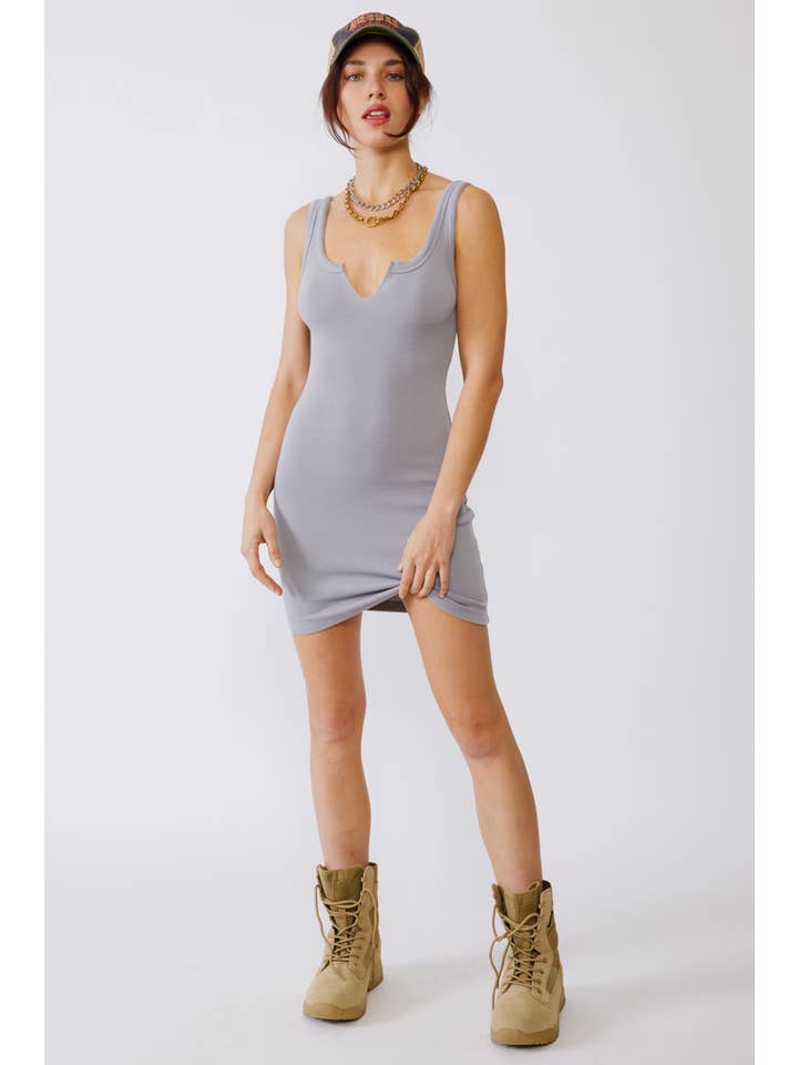 Signature 8 - Wholesale Dress - Women's - SLIT S8 RIBBED DRESS - S3377