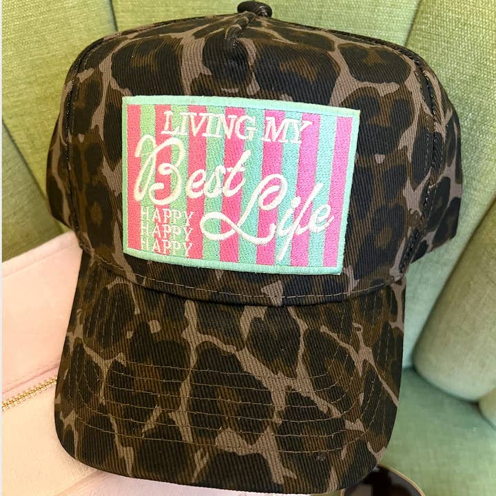 KENZKUSTOMZ - Wholesale Trucker Hat - Women's - Living my Best Life - Leopard Vintage Trucker Hat