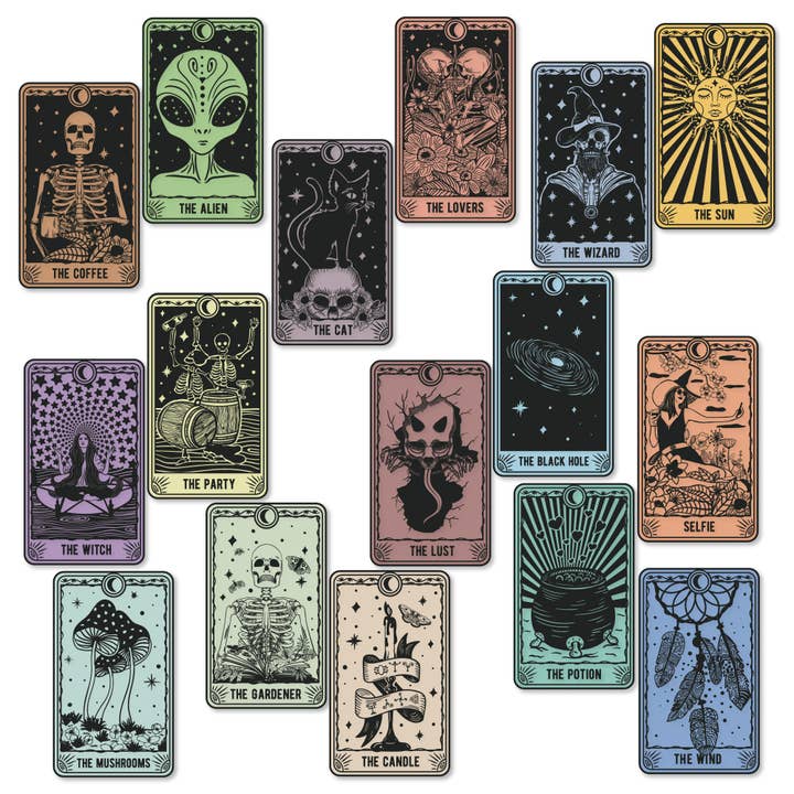 Tarot Card Stickers sarcastic Graphic Water Resistant Cool for wholesale by Crazy Dog T-Shirts