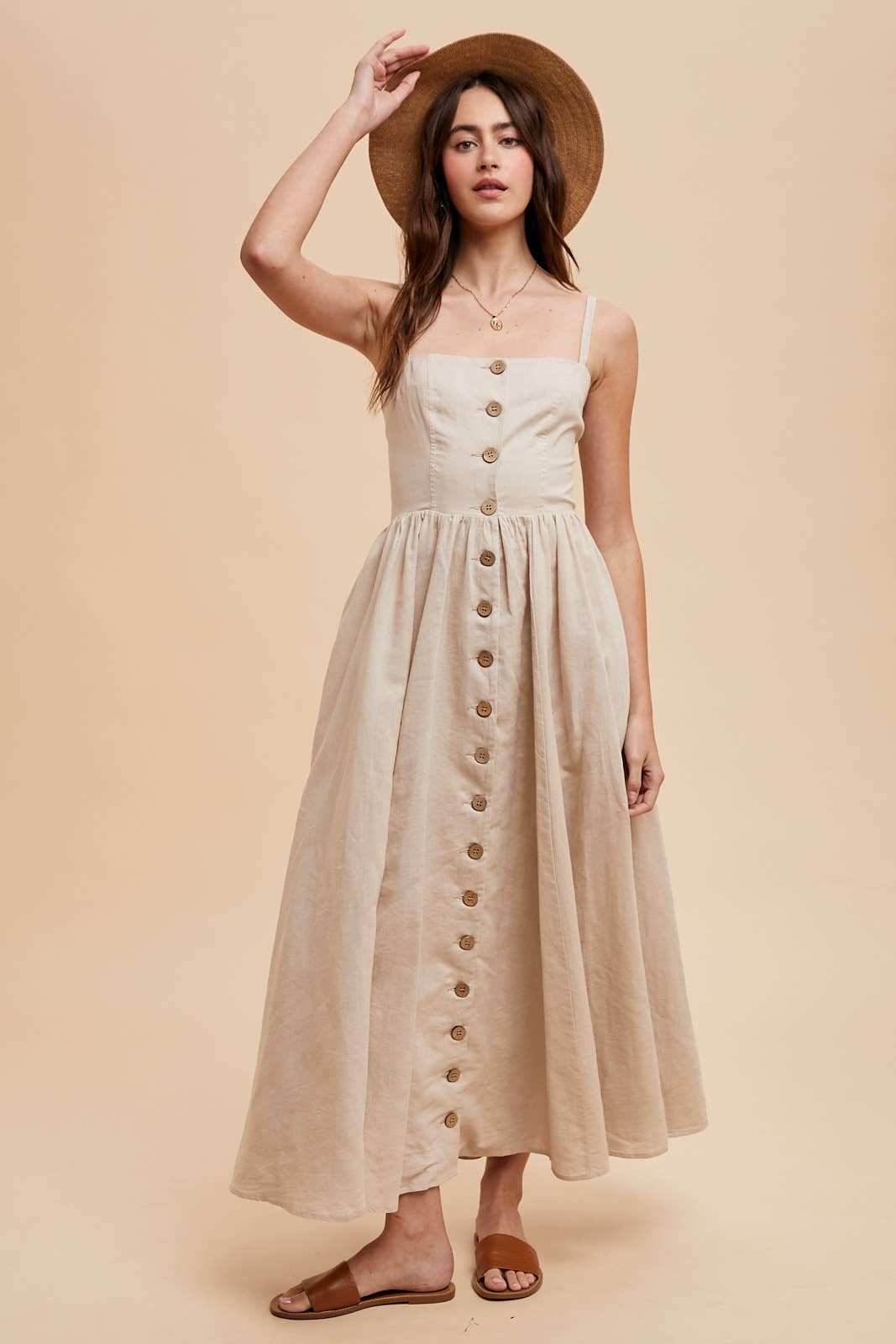 In Loom - Wholesale Dress - Women's - LINEN BLEND BUTTON DRESS9