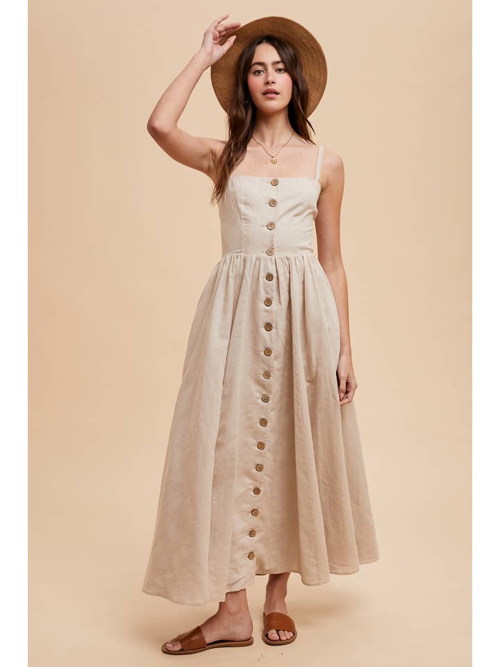 In Loom - Wholesale Dress - Women's - LINEN BLEND BUTTON DRESS9