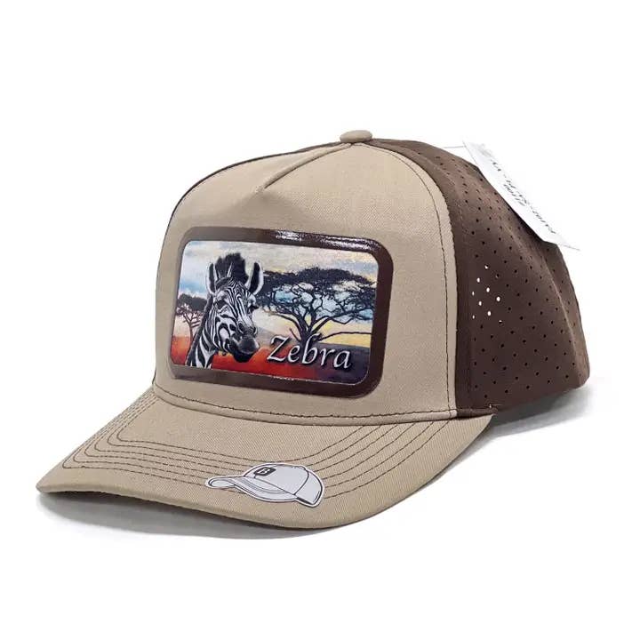 Casquette Trucker en Maille Style Animal 'Zèbre' Respirante à Bouton-pression pour la vente par Peace and Dozen Inc