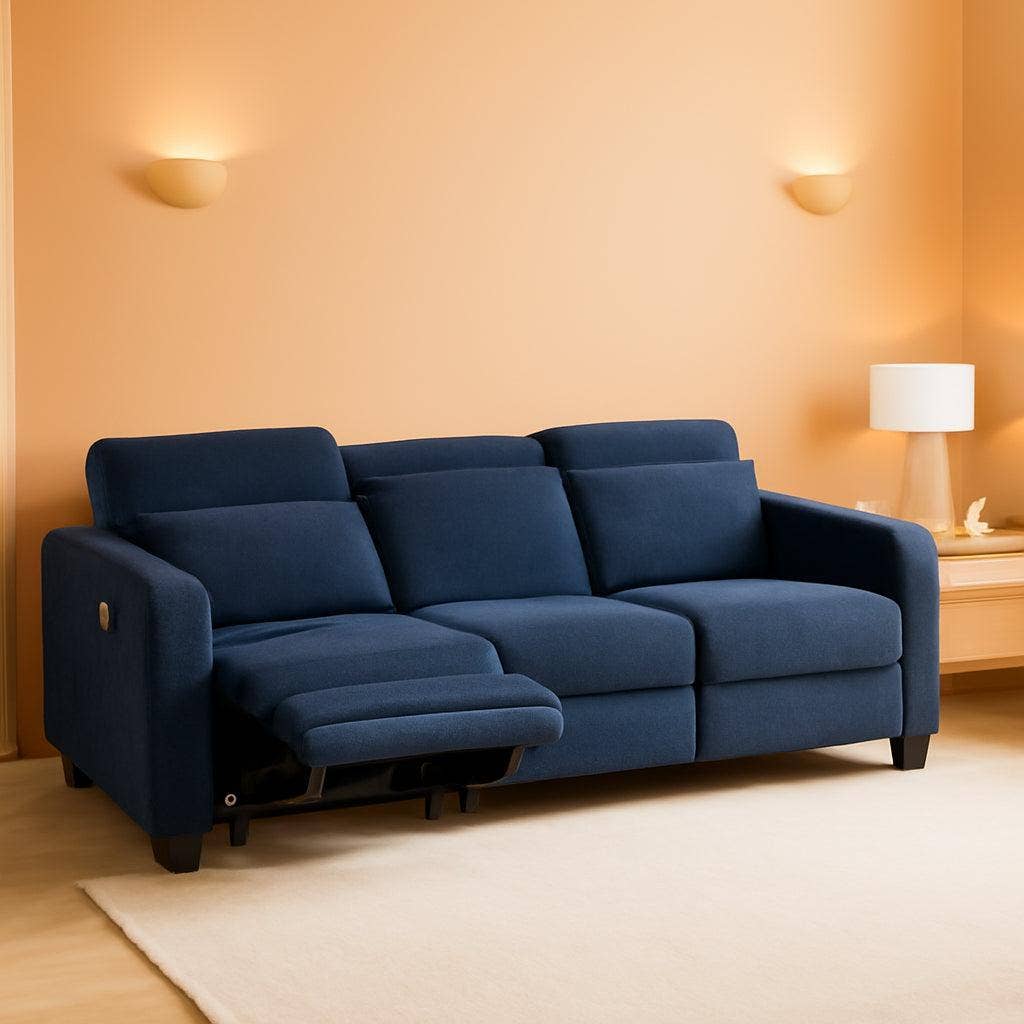 Navy Blue Zero Wall Hugger Power Reclining Sofa USB Ports for wholesale on Faire0