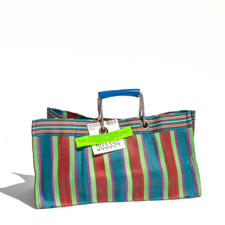 Puebco - Wholesale Grocery/Shopping Bag - RECYCLED PLASTIC STRIPE BAG - Wide