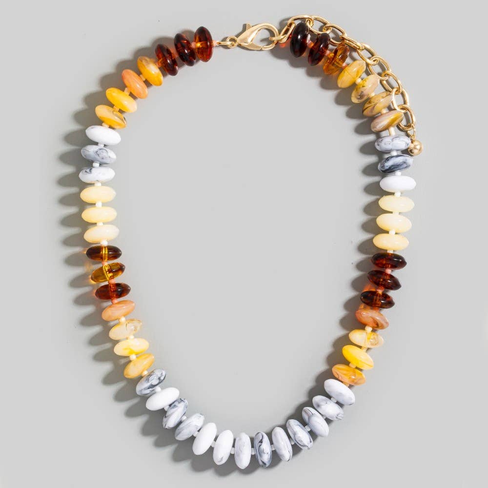 The Looks by Fame Accessories - Vente Colliers à pendentif - Collier de perles en résine marbrée mélangée5