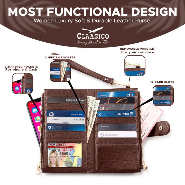 Claasico - Wholesale Phone Wallet - Women's - Women’s RFID wristlet wallet phone holder33