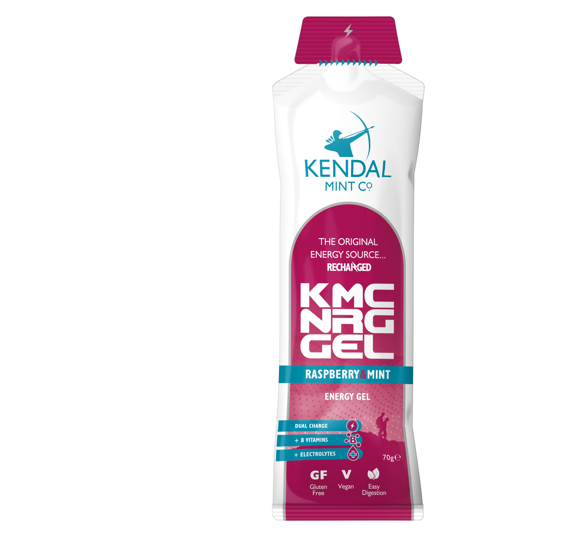 Kendal Mint Co® – Großhandel Sport-/Energydrink – KMC Energy Gel (Vegan): Himbeer- und Minzgeschmack (70 g)2