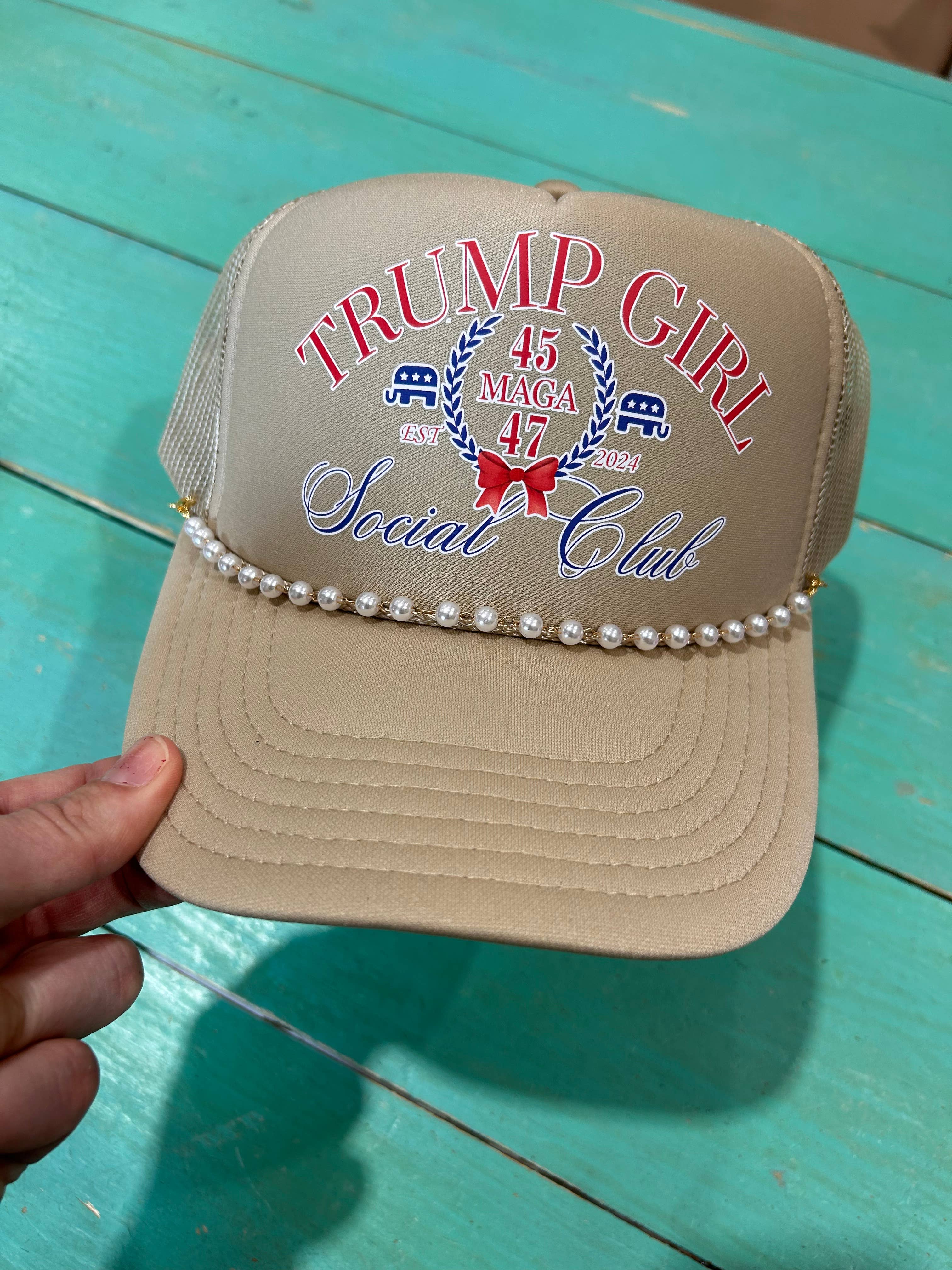 Vibes Hat Company - Wholesale Trucker Hat - Women's - Trump Girl Social Club Trucker Hat | 4th Of July Hats | USA 0