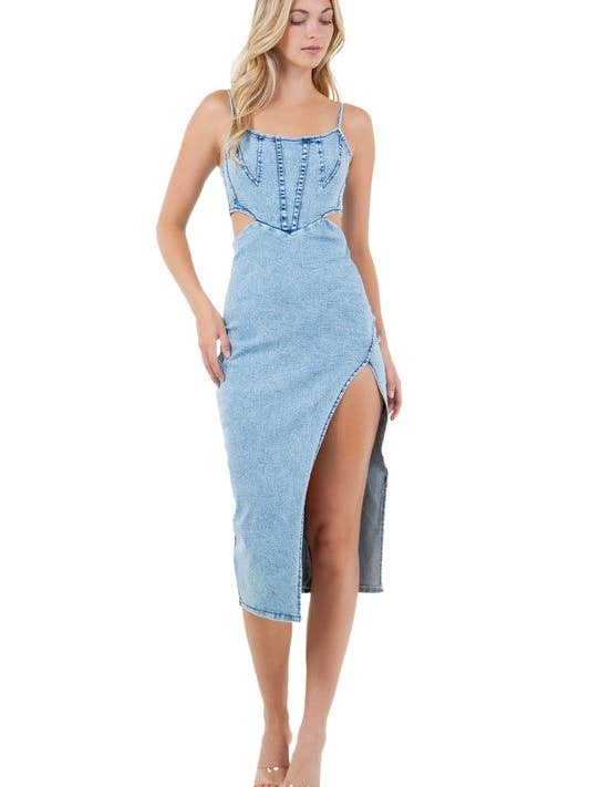 VESTIDO MAXI DE DENIM DE MODA PARA MUJERES para venta al por mayor de By Claude