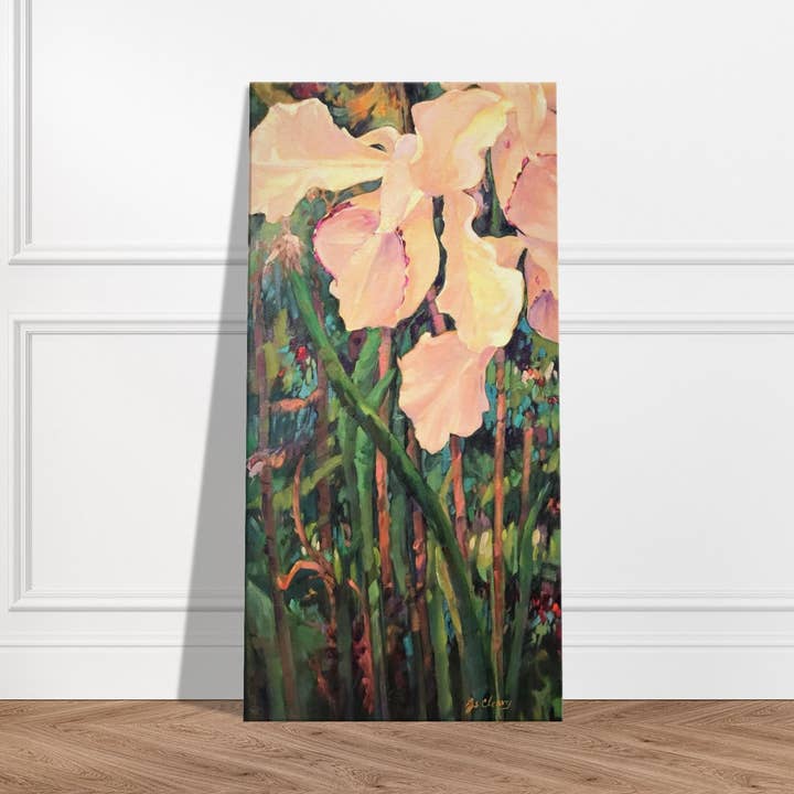 'Pink Orchid' Blomster I 16x32 tommer Kunsttryk på Lærred I Originalt Kunstværk af Amerikansk Kunstner Barbara Cleary for engroshandel hos Barbara Cleary Designs