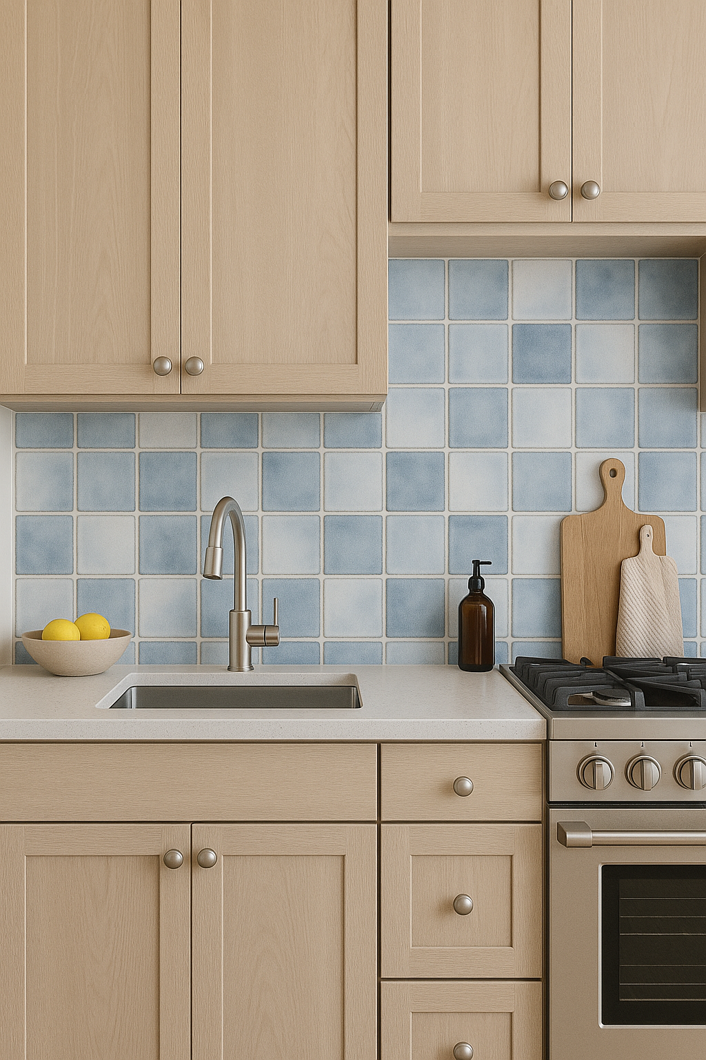 Mi Alma LLC - Vente Carrelages muraux - Modèle de crédence vintage Delft Combine Blue Tiles autocollants en vinyle à peler et coller bleu clair - D14