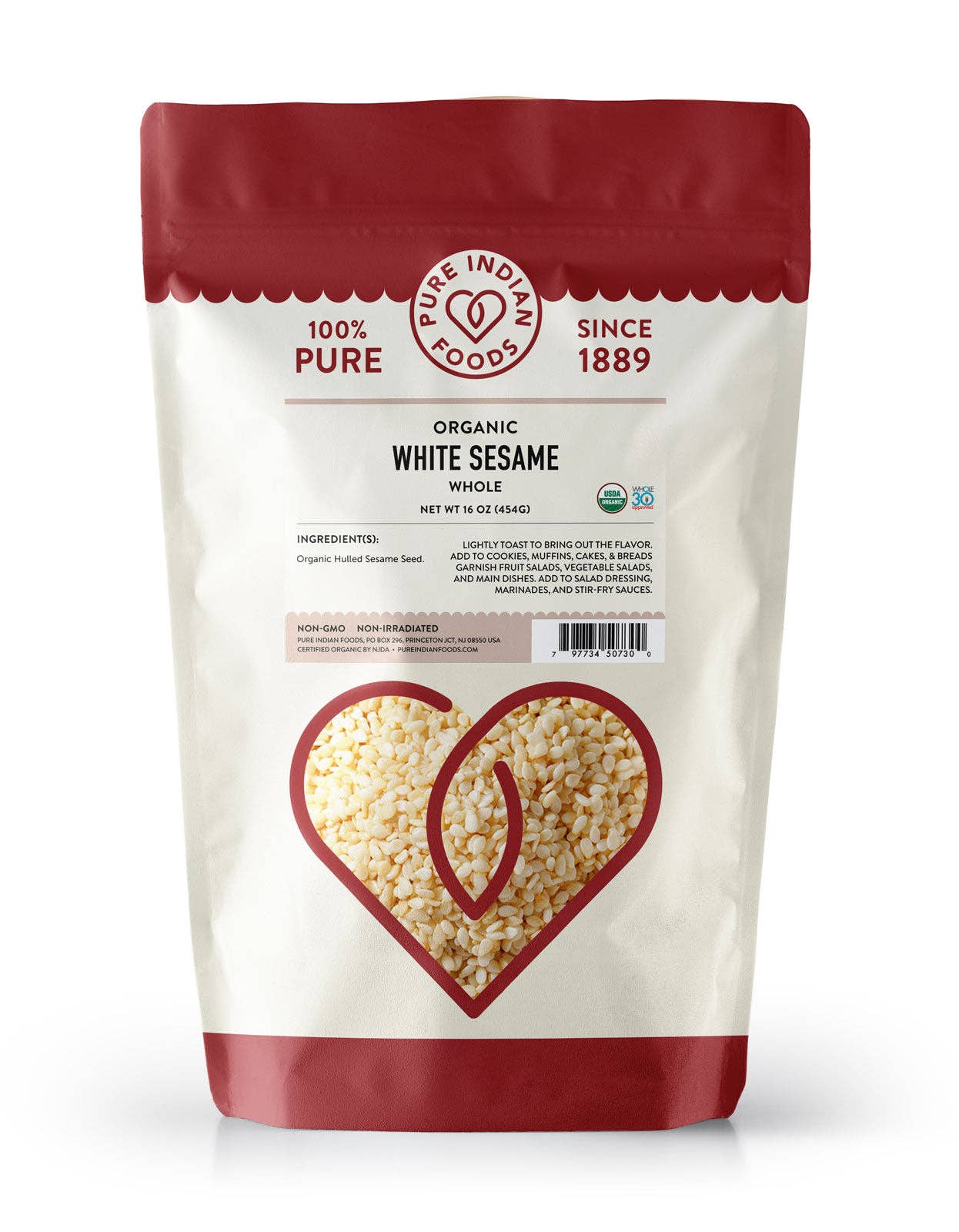 Pure Indian Foods - Wholesale Seeds/Kernels - Sesame Seeds White, Certified Organic - 8 oz6