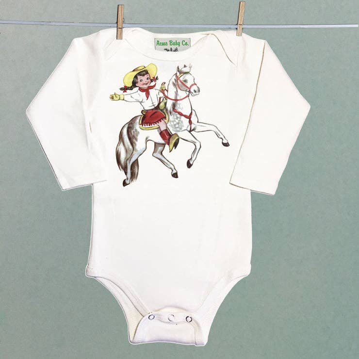 Acme. Baby Co. LLC - Wholesale Bodysuit (Non-Footed) - Baby - Cowgirl and White Horse One Piece Baby Bodysuit1