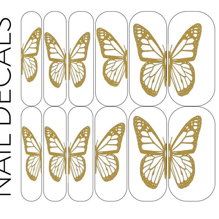 Decalcomanie farfalla effetto oro - TRASPARENTE per la vendita all'ingrosso da parte di DIPPY COW NAILS