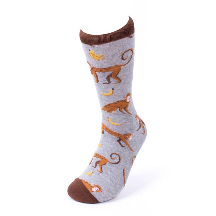 Wholesale Men's Monkeys with Banana Novelty Socks-NVS19635-BR for