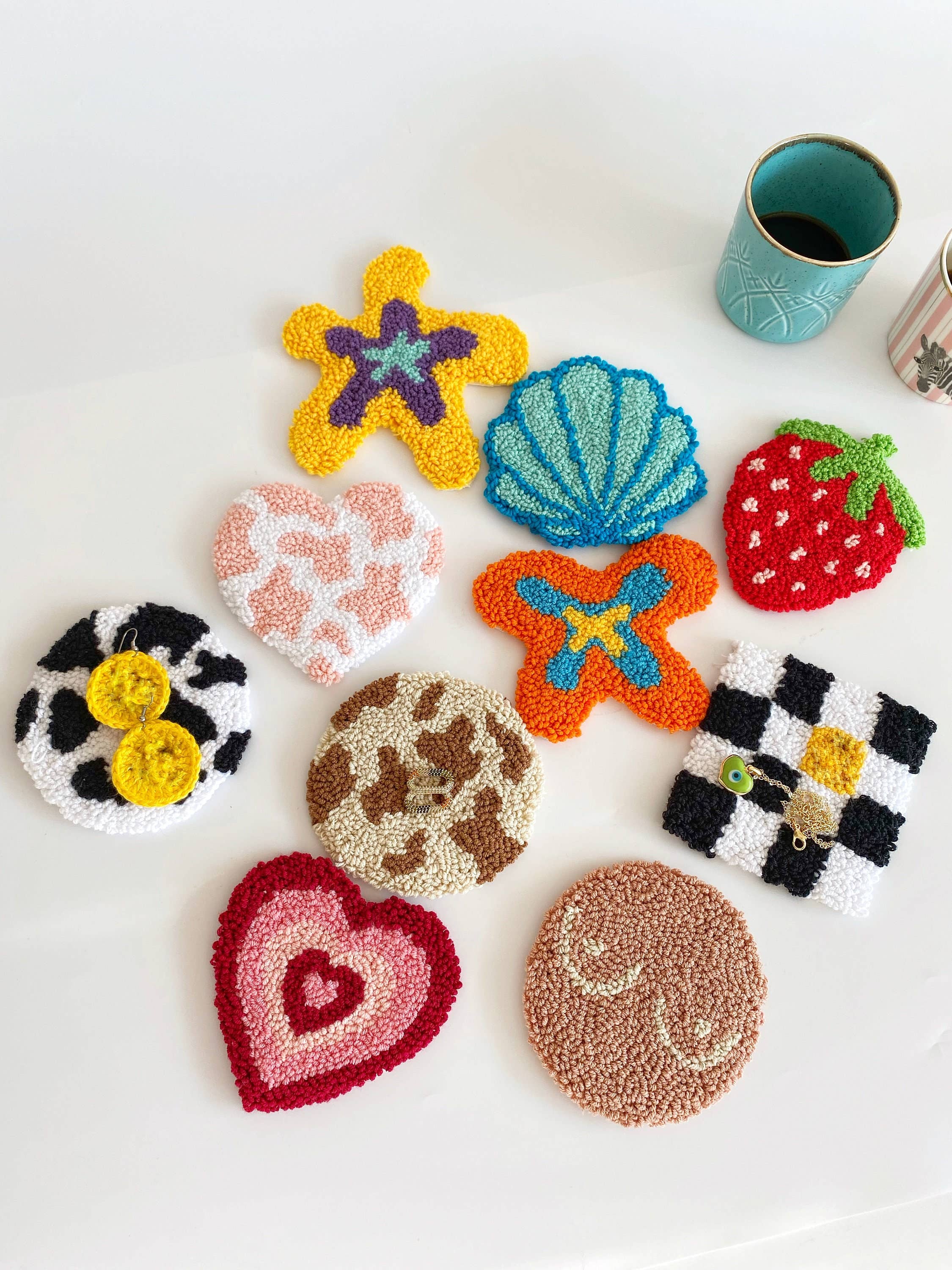 Honey Art and Nature – wholesale Coasters – Customizable Hand Tufted Punch Needle Coasters2