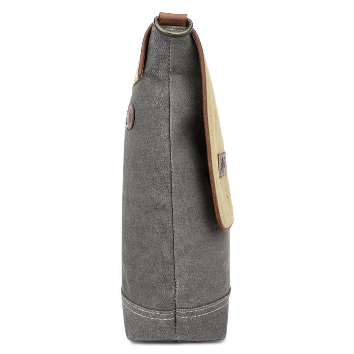 Sixtease Bags USA - Wholesale Crossbody Bag - Women's - Canvas & Leather Women's Crossbody Bag - Dun/ Davy's Gray