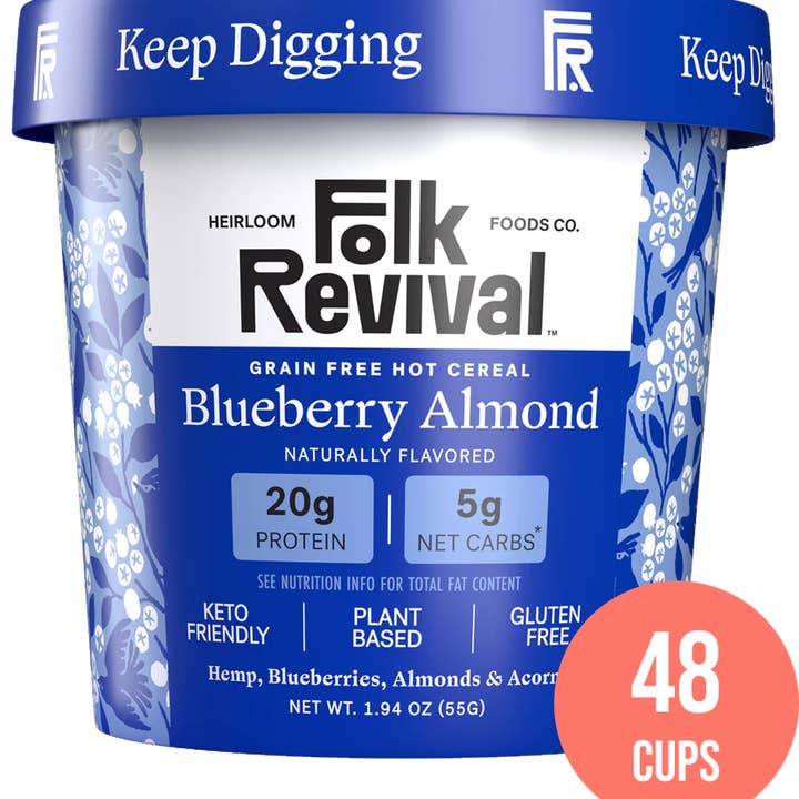 Folk Revival, LLC - Wholesale Breakfast Cereal - Blueberry Almond - Keto Instant 'Oatmeal'10