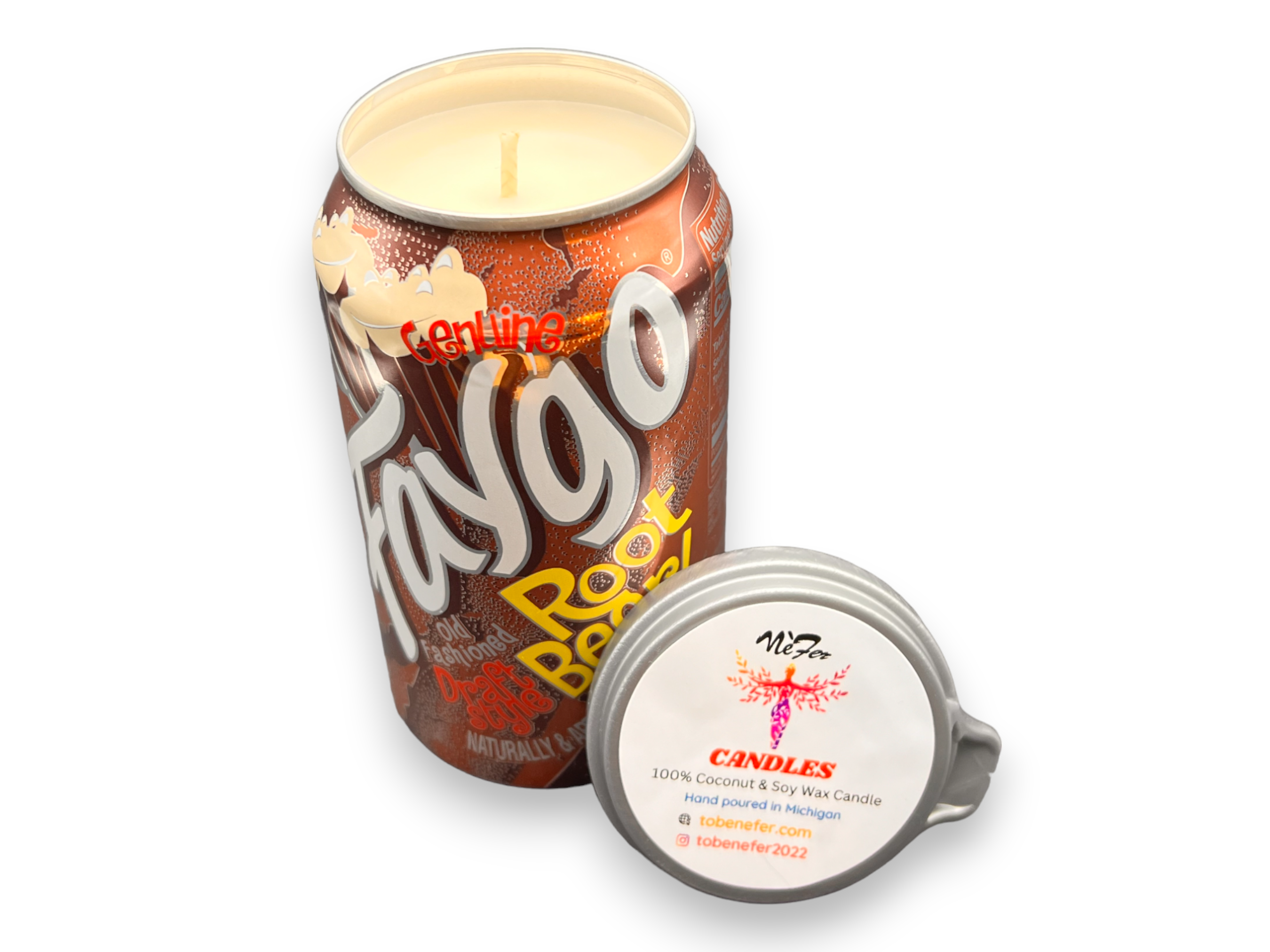 Nefer Designer Candles & Home Decor - Vente Bougie en bocal - Bougie de soja Faygo Root Beer Pop1