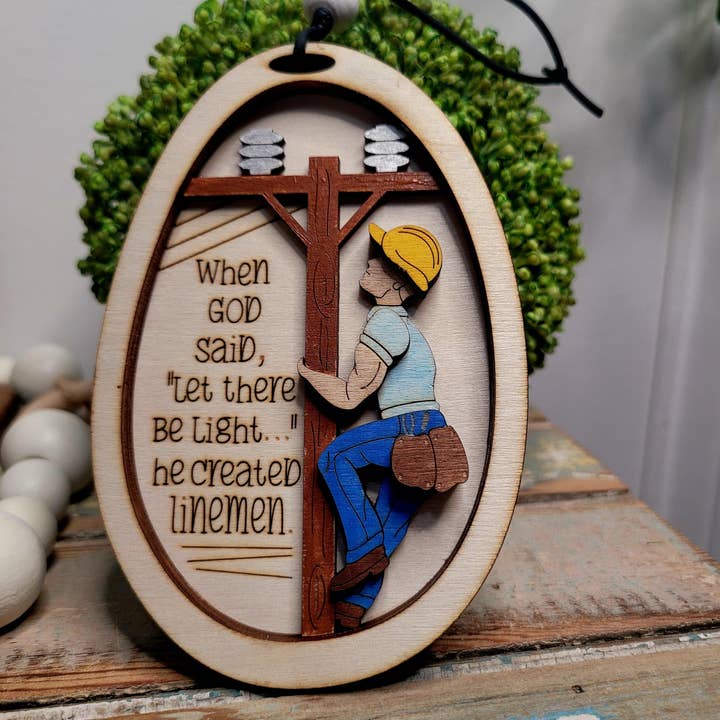 MK Lovely Boutique - Wholesale Ornament - Lineman Ornament